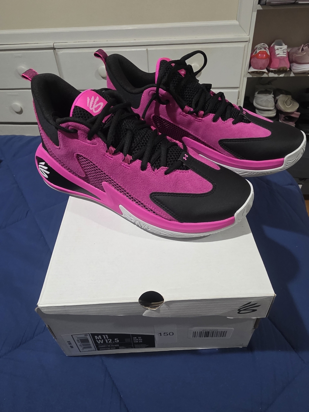 New Under Armour Stef Curry Men's Pink and Black Low-Top Sneakers